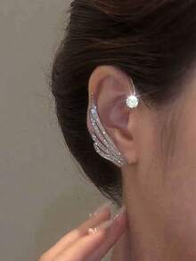 1 buah Anting Jepit Telinga Minimalis Mewah Modis dengan Desain Personalisasi dan Hiasan Sayap Berlian Imitasi, Cocok untuk Pemakaian Sehari-hari dan Hadiah Aksesori Foto untuk Wanita - Anting Sayap - View 3