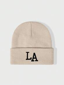 1件刺繡LA針織帽，戶外可調節防曬休閒帽，適合男孩女孩，春/秋旅行、海灘度假防曬帽 - 針織帽 - 查看 9