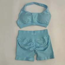Women Two-Piece Outfits - Deep Sea Shorts and Bra Set - View 4