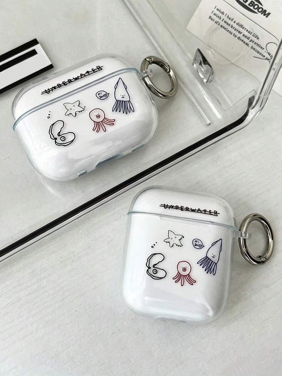 1 Set Of Underwater World, Small-Scale Minimalist "Ins" Style, High-End For Airpods Protection Case, Compatible With Apple Earphones (Shells 1/2/3/4/5), 2/3/4/5 Transparent Soft Original Cute Design - Multicolor - View 1