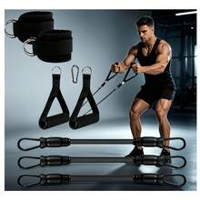 Fitness Cable Machine Attachments Kit, Tricep Rope, Exercise Handles, Ankle Cuffs, Door Anchor, Carabiner Clips For Gym Training - A - View 1