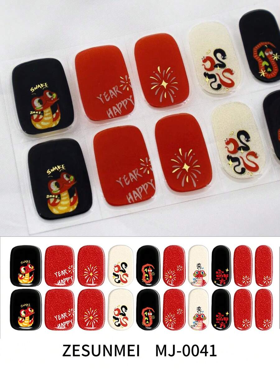 20pcs Semi-Cured Gel Nail Stickers, Gel Nail Decals, Require UV Nail Lamp, Salon Quality, Long Lasting
