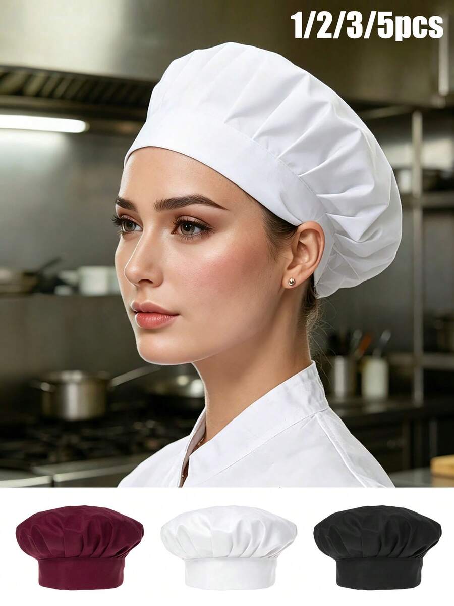 1/2/3pcs Unisex Adult Chef Hat, Adjustable Cooking Cap, Professional Kitchen Coffee Restaurant Catering Service Use, Kitchen Supplies Accessories - Multicolor - View 1