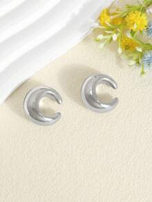 1 Pair Minimalist C-Shaped Geometric Water Drop Open Ear Cuffs, High-End Cold Style - Silver - View 4