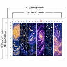 6件裝夢幻閃耀星空銀河主題十字繡書籤全套材料包 11CT 零基礎初學者適用 印刷布面自繡 DIY 手作創意禮物 可客製彩色流蘇 - 多色 - 查看 3