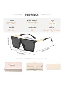 Verywork 1pc Fashion Shield Brand Design Women's Sunglasses, Comes With Storage Case And Cleaning Cloth, Suitable For Daily Commute, Travel, Beach, City Street Photography, Date Outfit And More - Multicolor - View 4