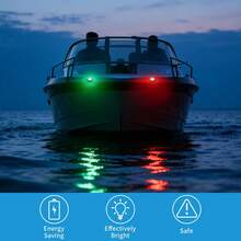 Luzes de navegação marítima, LED vermelho e verde, montadas verticalmente, adequadas para proa e po, à prova d'água IP66, apropriadas para barcos de pontão, barcos de pesca e pequenas embarcações de fundo chato. - Preto - Visão 5