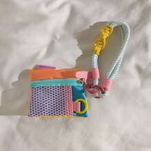 1PC Mesh Hollow Coin Purse Phone Charm Nylon Woven Crossbody Lanyard Suitable For Phone Case Dopamine Colorful Versatile Women's Storage Bluetooth Earphone Universal Key Portable Hanging Chain - Multicolor - View 6
