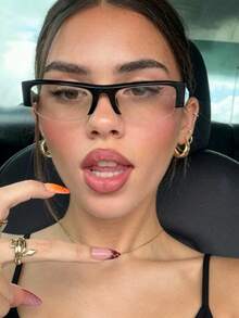 1 Summer Oversized Multi-Functional Polygonal Transparent Glasses, Irregular Geometric Pattern Vintage Personalized Non-Prescription Glasses - 20983-black - View 3