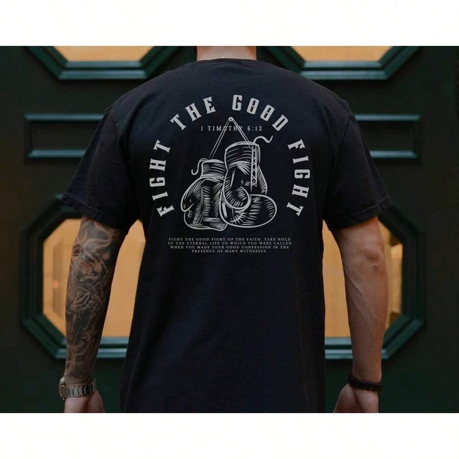 Kämpfe den guten Kampf Boxing Gym Pump Christliche Streetwear Christliches Gym-Shirt Herren Christliches Shirt Christliche Männerkleidung