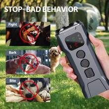 Dog Bark Deterrent Device, 2X Ultrasonic Anti Barking, 2 Training Modes 23 FT Range Barks No More Indoors Outdoors Behavior Correct & Humane Rechargeable Compact Bark Control For Dogs,With LED Flashlight - Grey - View 2
