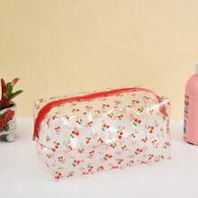 1pc Transparent Waterproof PVC Storage Bag, Large Capacity Fruit & Floral Pattern Pencil Case, Multi-Function Portable Stationery & Cosmetic Organizer, Back To School Daily Travel Holiday Mini Gift - Multicolor - View 5