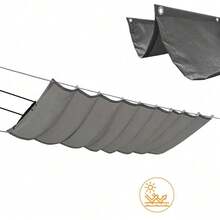 Trintion Heavy-Duty Retractable Canopy For Pergola Frame, Wave Pattern Sunscreen Netting With Reinforced Edges & Hooks - Grey - View 2