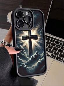 1件裝黑色雲海十字極簡個性化TPU防摔全包覆手機殼，適用於Apple 17 16 15 14 13 12 11 Pro Max Air及系列 - 彩色 - 查看 2