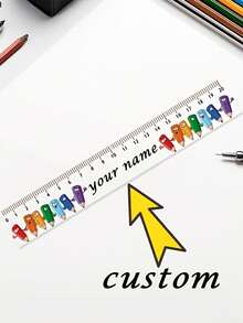 Personalized Custom Name Transparent Ruler - Vibrant Pattern, Durable, Lightweight And Fade-Resistant. Suitable For Office, Home And Study. Perfect Gift For Graduation, Back To School, Christmas And Birthday - Multicolor - View 6