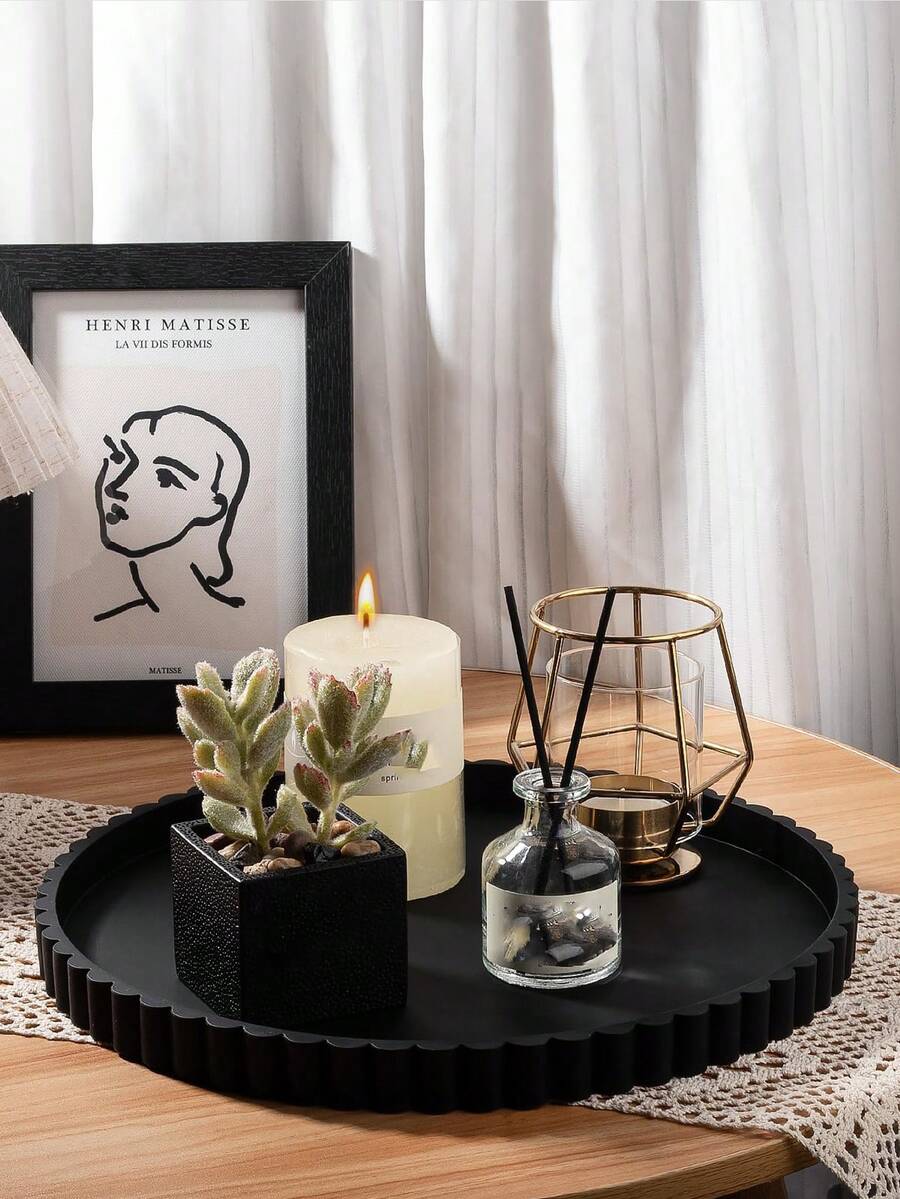 23cm Lace Round Silicone Bathroom Countertop And Vanity Tray - Silicone Bathroom Tray For Holding Makeup, Jewelry, Candles, Soap Dispensers, Modern Bathroom Decor, Coffee Table Decor, Candles, Perfumes And Plant Display Tray.