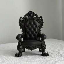 Luxury Throne Model - Gothic Style - Dark Brown/Black With Gold Accents - Sturdy Base - Suitable For Desktop, Game Room, Office, And Home Theater Decoration - Medieval Style King/Queen Chair - Collectible Figure Display - A Highlight For Home Decor - Black - View 3