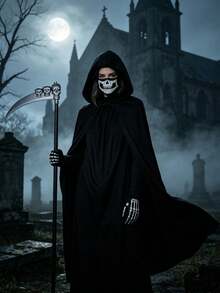 Death Cloak Halloween Hooded Cape Cosplay Horror Costume Set | Unisex | Lightweight & Breathable | Set - Multicolor - View 6