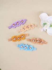 3pcs/6pcs Set Cute European & American Style 3-Flower Chiffon Headbands For Baby Girls, Perfect Gift For Daily Wear - Multicolor - View 7