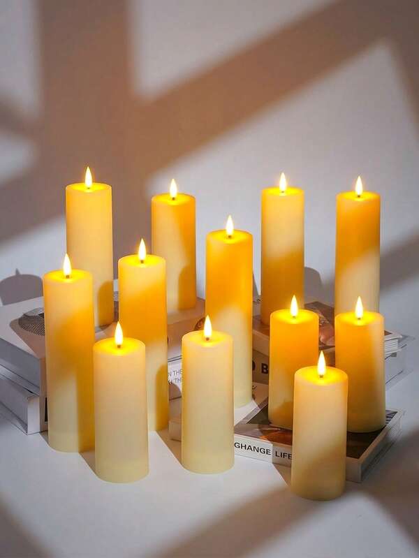 12pcs Flameless Candle Lights With Timer Remote Control, Battery Operated Outdoor Flickering Flameless Wishing Candles, Suitable For Christmas, Valentine's Day, Halloween, Mother's Day, Proposal, Wedding, Gift, Birthday, Party, Decorative Lights