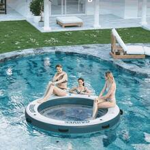 Heavy Duty Inflatable Floating Dock With Central Hammock – 8ft Round PVC Water Platform For 4-6 Adults – Non-Slip Surface, Sunchill Float Ring & Tanning Pool Included – Perfect For Lake, Pool, Family Gatherings - 圓形浮動 - 查看 4