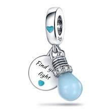 1pc S925 Sterling Silver Glow-In-The-Dark Beaded Pendant, Angel, Wizard, Star, Light Bulb, Colorful Light Multiple Styles, Glow-In-The-Dark Enamel With Rhinestone Details, Comes With Gift Box, Suitable For Bracelet Necklace DIY, Romantic Personalized Commemorative Accessory That Glows At Night - Multicolor - View 14