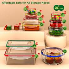 40 Pcs Food Storage Containers With Lids Airtight- Plastic Meal Prep Container Pantry Kitchen Organization, Microwave, Dishwasher, Freezer -% Leak Proof (20 Stackable Boxes-20 Lids) - 40 PCS - View 2