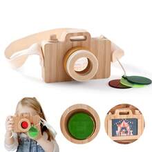 Wooden Simulated Card-Insert Camera Kaleidoscope Toy, Card-Insert Toy With Interchangeable Lens Color And Image, Baby Educational Toy For Fine Motor Skills, Christmas Halloween Children's Day Back To School Gift - Multicolor - View 2
