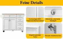 Ilot de cuisine mobile, rangement mdf, blanc - Blanc - Voir 4