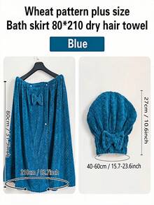 2pcs/Set Extra Large Bath Robe + Adjustable Princess Shower Cap, Size 80*210cm/80*160cm, 350g/Sqm, Quick Drying, Suitable For M-XXXXL, Thick Bathrobe For Home, Hotel, Bathroom, Travel, Sauna, Spa, Party, Swimming Pool, Picnic, All Season, Bathroom Decor - 彩色 - 查看 12