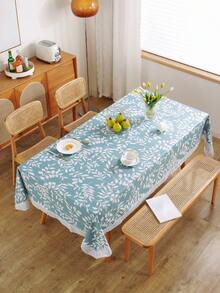 1pc Blue Printed PVC Plastic Tablecloth With Soft Flannel Backing, Waterproof And Oil-Proof, Easy To Wipe And Clean, Rectangular Durable Table Cover, Suitable For Camping, Indoor Daily Use And Outdoor Dining Table - Multicolor - View 4