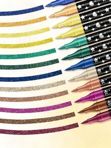 96/72/48/24 Colors Dual-Tip Glitter Marker Set, Dual-Color Brush Markers, Glitter Painting Pens, Thick Soft Tip Non-Fading Pearlescent Shiny Pens, Glitter Marker Soft Tip, Painting Tools, Watercolor Pens, Art Creation; Back To School Gift, Halloween Gift, Christmas Gift - Markers - View 6