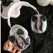 Bling Case Cover For AirPods Max Glittering Rhinestones Knots, Clear Sparkling Cute Soft Cases For Women Accessories Protective Cover For AirPods Max - Black - View 2