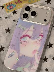 Ốp lưng điện thoại phong cách Anime Girl tương thích với Apple 17 Pro Max, 17 Pro, 16 Pro, 16 Pro Max, 15 Pro, 15 Pro Max, 18, 18 Pro Max, chống sốc bảo vệ, thiết kế cao cấp độc đáo, bao phủ toàn diện - Màu tím hoa cà - Xem 1