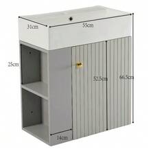 Bathroom Furniture Washbasin With Vanity Unit 55 Cm, Vanity Unit, Wall-Mounted Vanity Unit, Small Guest Bathroom Furniture - Grey - View 2