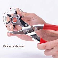 1 pieza de alicates perforadores de cuero sintético de alta resistencia con mango de goma roja para cinturones, proyectos de costura y manualidades. NEKR - 1 - Ver 3