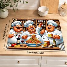 1pc Happy Chef Print Diatom Mud Kitchen Drain Mat, Absorbent Quick-Drying Non-Slip Coffee Machine Pad, Suitable For Kitchen Countertop, Dish Rack, Dining Table And Coffee Bar Decoration - Multicolor - View 12