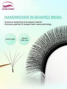 12 Rows 5D-W Triple Tips Eyelash Extensions, 0.07mm D Curl Hand Woven Mesh Net Cross Lashes, Premium Soft Light Professional Makeup Lash Supplies - Black - View 7