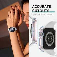 3PCS Compatible With Apple Watch Screen Protector Case 38/40/41/42/44/45/46/49mm Accessories, Cover For Women Men, Tempered Glass Film Hard Bumper - Transparent+Black+Rose Gold - View 6