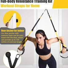 Kit de entrenamiento de resistencia para el hogar con mango, anclaje de puerta y bolsa de transporte - Banda de ejercicio 2 en 1 de alta densidad antideslizante para ejercicio de Body completo, uso interior/exterior, incluye banda de resistencia y correa ajustable para entrenamiento de fuerza, equipo de gimnasio en casa | Resistencia ajustable | Banda de ejercicio duradera, banda de resistencia para gimnasio en casa, entrenamiento en casa, resistencia de alta densidad, anclaje de puerta antideslizante, banda de ejercicio elástica - A - Ver 10