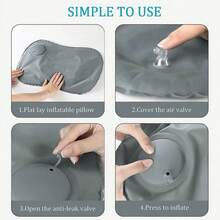 1 Set Portable Fabric Inflatable Pillow, Foldable Lightweight Travel Bed Pillow, Soft Inflatable Cushion, Office Nap, Chair Back Support, Camping, Hiking, Backpacking Essential - Multicolor - View 10