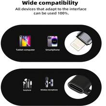 Travel Portable Audio Converter USB C Female To Lightning Male, Smartphone/PC/Connector Accessory, Plug And Play Mini Wireless Microphone Receiver, Audio Adapter, Earphone Converter Connector, Phone Data Transfer Charging Converter - Black - View 5