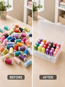 42-Slot Transparent Plastic Sewing Thread Storage Box, Multi-Functional Storage Box, Suitable For Small And Medium Thread Spools, Ideal For Craft Room And Travel, Thread Spool Organizer, Storage And Organization, Sewing Rack, Large Capacity Portable - Multicolor - View 4