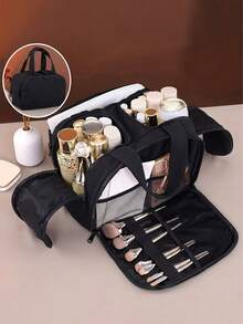 Multi-Functional Extra Large Capacity 4-Compartment Makeup Bag, Portable Travel Cosmetic Organizer Bag That Fits In Suitcase - 4-opening Makeup Organizer Bag - View 3
