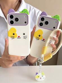 Lolla 1 buah Casing Ponsel Silikon Anti Jatuh Motif Kucing Lucu, Kompatibel dengan iPhone 16/16 Pro/16 Pro Max/17/17 Pro/17 Pro Max - Putih - View 4