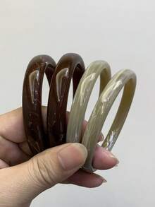 4件組時尚復古粗款多色不對稱壓克力手環套組，適合女性日常配戴，送給朋友與家人的禮物 - 彩色 - 查看 1
