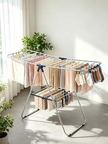 Foldable Stainless Steel Clothes Drying Rack, Space Saving Large Capacity Multi-Layer Laundry Airer, Collapsible Garment Dryer For Laundry Room Bedroom Balcony, Household Drying Stand For Clothes Towels Socks - View 8