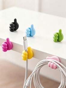 2pcs Cartoon Hand-Shaped Self-Adhesive Cable Clips, Charging Cable Organizer, Phone And Data Cable Management Hooks, Multi-Function Cable Holder, Home Storage And Organization, Non-Electric Cable Storage Accessories, No Battery Required - Multicolor - View 10