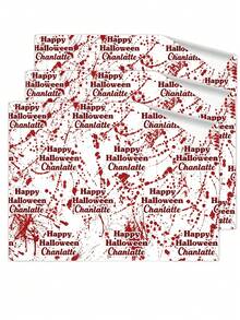 Personalized Custom Name Blood Splatter Paper Suitable For Halloween - Creepy Red Blood Splash Sheets With Editable Name Text, A3 Size For DIY Crafts, Gothic Table Decor, Gift Wrapping & Horror Party Backdrops - Adult Spooky Supplies - Multicolor - View 8