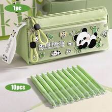1 buah Kotak Pensil Segitiga Panda Kartun, Warna Hijau Matcha Segar, Kapasitas Besar, Tahan Lama, Berlapis, Portabel untuk Siswa, Kotak Penyimpanan Pensil, Penggaris, dan Penghapus, Perlengkapan Penting untuk Kembali ke Sekolah - beraneka warna - View 9